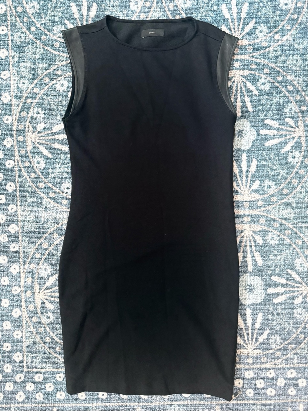 Diesel Double Sided Zip Leather Accent Dress